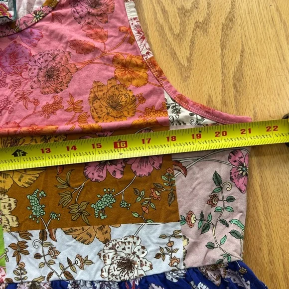 Johnny Was Cosmo Easy Fit Tea Length Dress Patchwork Floral Bamboo Midi READ - Picture 8 of 10